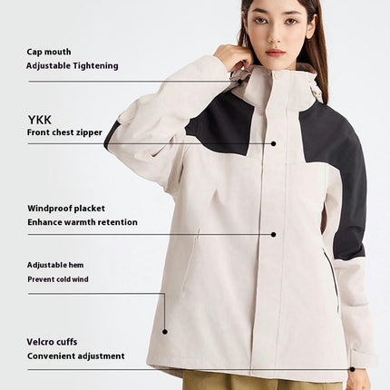 Men's Mountain Ski Jacket 3 in 1 Waterproof Winter Warm Snow Jacket Hooded Rain Coat 2