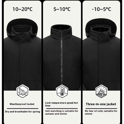 Men's and Women's 3-In-1 Jacket - Waterproof and Detachable Outdoor Mountaineering and Skiing Jacket