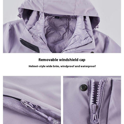 Three-JIn-One Down Liner Jacket for Men and Women, Waterproof, Windproof and Warm Outdoor Travel Jacket