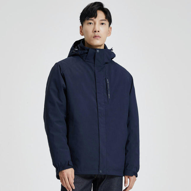 Men's 3-in-1 Down Jacket, Waterproof and Windproof, 2-Piece Set, Outdoor Warm Ski Clothing