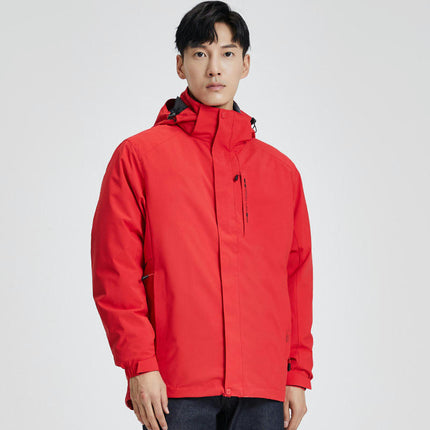 Men's 3-in-1 Down Jacket, Waterproof and Windproof, 2-Piece Set, Outdoor Warm Ski Clothing