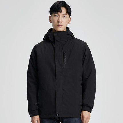 Men's 3-in-1 Down Jacket, Waterproof and Windproof, 2-Piece Set, Outdoor Warm Ski Clothing