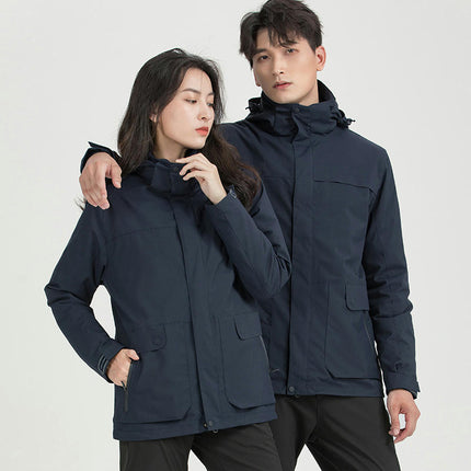 Men's and Women's Waterproof 3-in-1 Ski Snow Jacket Puffer Liner Insulated Winter Coat