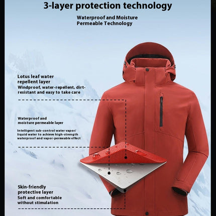 Down Liner Three-In-One Jacket Outdoor Cycling Waterproof Windproof Warm Ski Jacket