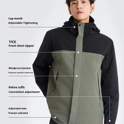 Men's Waterproof 3 in 1 Ski Jacket Warm Winter Windproof Jackets with Detachable Puffer Coat