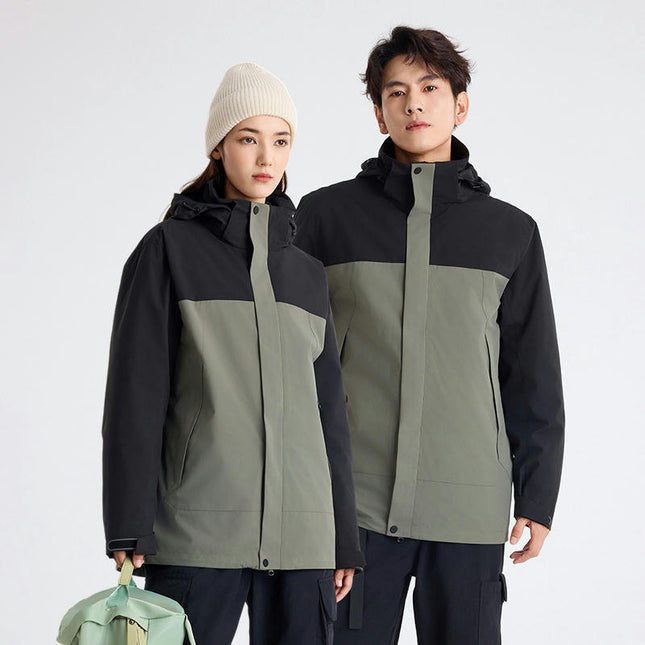 Men's Waterproof 3 in 1 Ski Jacket Warm Winter Windproof Jackets with Detachable Puffer Coat