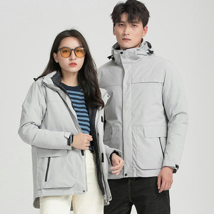 Men's and Women's 3 in 1 Waterproof Ski Jacket Windproof Winter Warm Snowboarding Jackets