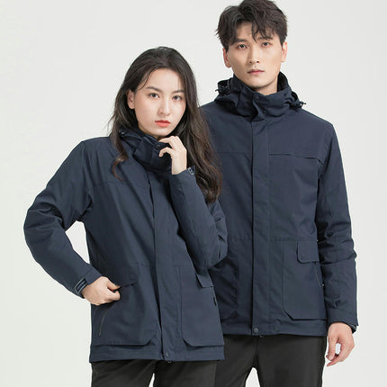 Men's and Women's 3 in 1 Waterproof Ski Jacket Windproof Winter Warm Snowboarding Jackets