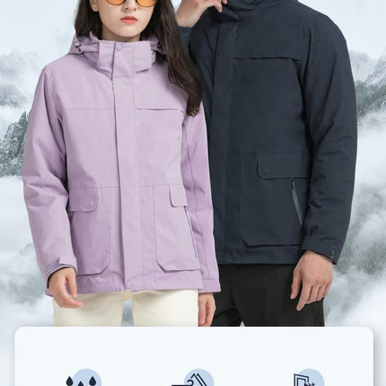 Men's and Women's 3 in 1 Waterproof Ski Jacket Windproof Winter Warm Snowboarding Jackets
