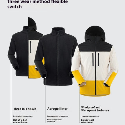 Men's and Women's 3-In-1 Jacket - Waterproof and Warm Outdoor Skiing and Mountaineering Clothing