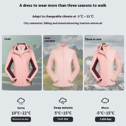 Three-In-One Outdoor Warm Jacket - Windproof and Waterproof Detachable Polar Fleece Jacket
