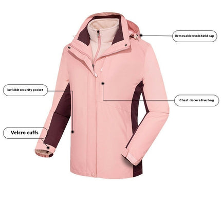 Three-In-One Outdoor Warm Jacket - Windproof and Waterproof Detachable Polar Fleece Jacket