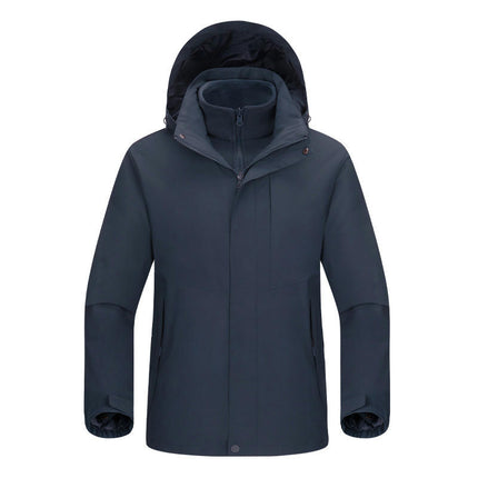Men's and Women's 3-in-1 Windproof Jacket With Detachable Silver Fox Fleece Liner for Warming