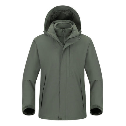 Men's and Women's 3-in-1 Windproof Jacket With Detachable Silver Fox Fleece Liner for Warming