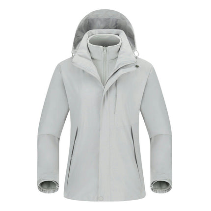 Men's and Women's 3-in-1 Windproof Jacket With Detachable Silver Fox Fleece Liner for Warming