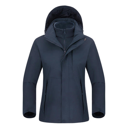Men's and Women's 3-in-1 Windproof Jacket With Detachable Silver Fox Fleece Liner for Warming