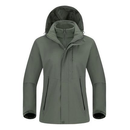 Men's and Women's 3-in-1 Windproof Jacket With Detachable Silver Fox Fleece Liner for Warming