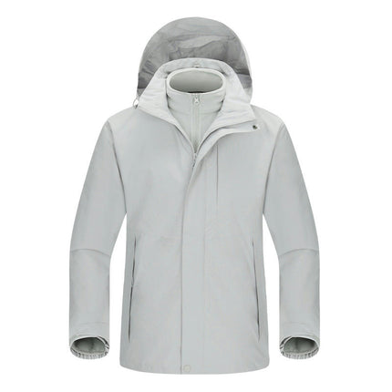 Men's and Women's 3-in-1 Windproof Jacket With Detachable Silver Fox Fleece Liner for Warming