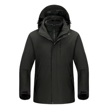 Men's and Women's 3-in-1 Windproof Jacket With Detachable Silver Fox Fleece Liner for Warming