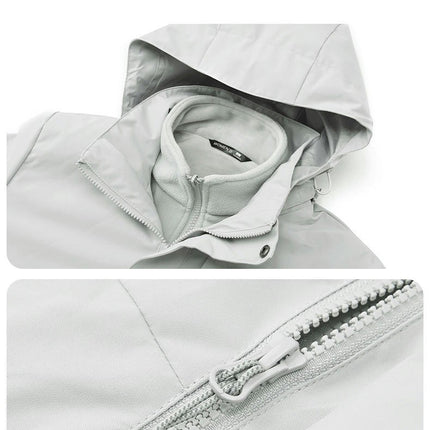 Men's and Women's 3-in-1 Windproof Jacket With Detachable Silver Fox Fleece Liner for Warming