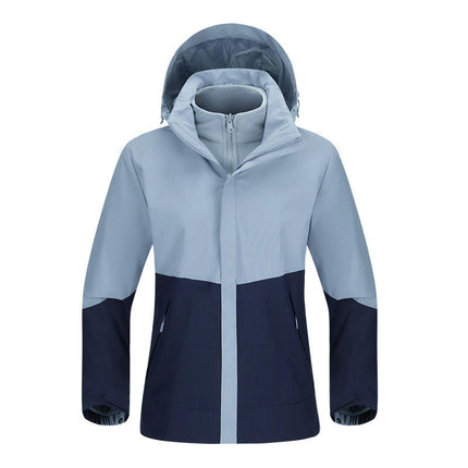 Couples 3-in-1 Jacket - Windproof Waterproof Warm Removable Silver Fox Fleece Liner Jacket