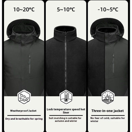 Men's Autumn and Winter Jacket Waterproof and Windproof Outdoor Three-In-One Detachable Liner 2