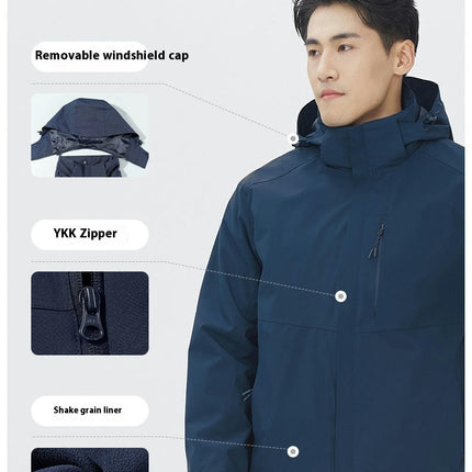 Men's Autumn and Winter Jacket Waterproof and Windproof Outdoor Three-In-One Detachable Liner 2