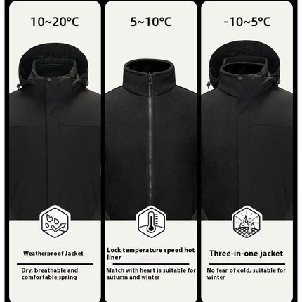 Men's and Women's Waterproof Mountaineering Clothing, Windproof and Warm Three-In-One Jacket