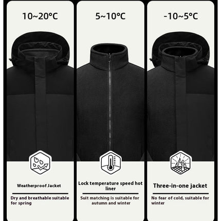 Outdoor 3 in 1 Jacket Men's Windproof Waterproof Mountaineering Warm 2-piece Set