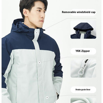 Outdoor 3 in 1 Jacket Men's Windproof Waterproof Mountaineering Warm 2-piece Set