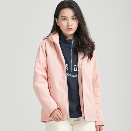 3-in-1 Jacket Waterproof and Anti-fouling Warm Outdoor 2-piece Women's Silver Fox Fleece Lined Jacket