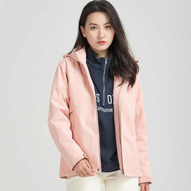 3-in-1 Jacket Waterproof and Anti-fouling Warm Outdoor 2-piece Women's Silver Fox Fleece Lined Jacket