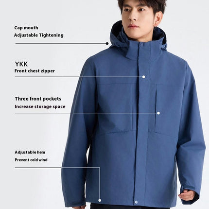 3-in-1 Jacket Women's Waterproof and Oil-proof Polar Fleece Jacket Men's Warm Outdoor