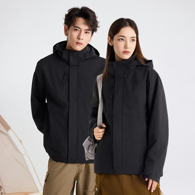 Men's 3-in-1 Jacket - Waterproof and Windproof Outdoor Women's Mountaineering Warm Fleece Jacket