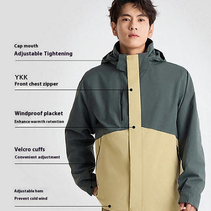 Men's 3-in-1 Jacket - Waterproof and Windproof Outdoor Women's Mountaineering Warm Fleece Jacket
