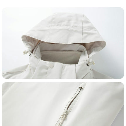 Men's Waterproof 3-in-1 Ski Jacket, Winter Windproof Hooded Jacket Snow Rain Jacket with Inner Warm Coat-A