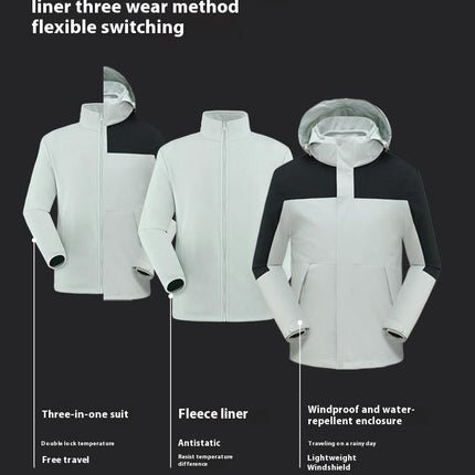 3-in-1 Outdoor Jacket for Men and Women With Detachable Liner and Color Matching