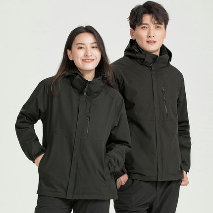 3-in-1 Fleece Jacket for Men and Women - Waterproof and Windproof 2-piece Set Outdoor Clothing