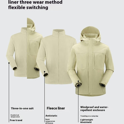 Men's Ski Jackets 3 in 1 Waterproof Winter Jackets Snow Jackets Windproof Hooded with Inner Fleece Coat