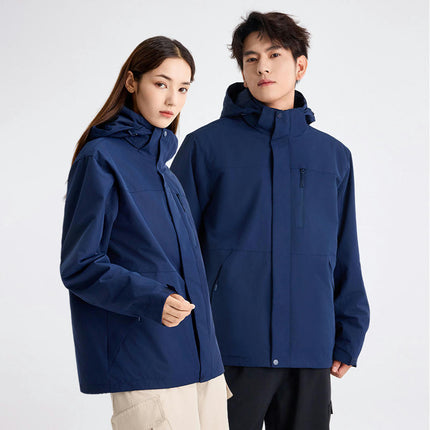 Three-In-One Jacket, Windproof and Waterproof, Detachable Fleece Jacket for Men and Women