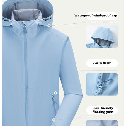 Outdoor One-Piece Jacket Men - Windproof and Waterproof Hooded Windbreaker Jacket