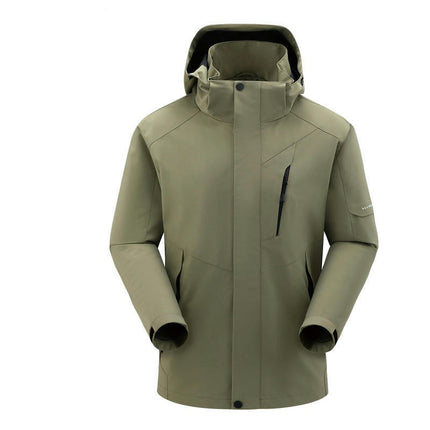 Men's Fleece Jacket with Detachable Down Liner for Outdoor Hiking, Windproof and Waterproof 1
