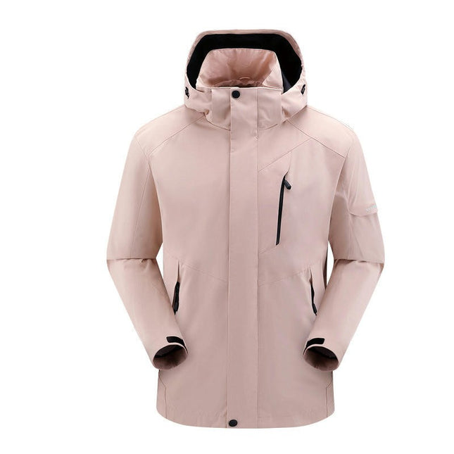 Men's Fleece Jacket with Detachable Down Liner for Outdoor Hiking, Windproof and Waterproof