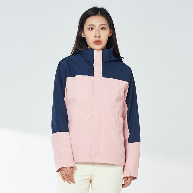 Three-in-one outdoor waterproof jacket with detachable liner for hiking and camping