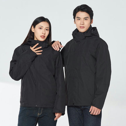 Three-in-one outdoor waterproof jacket with detachable liner for hiking and camping