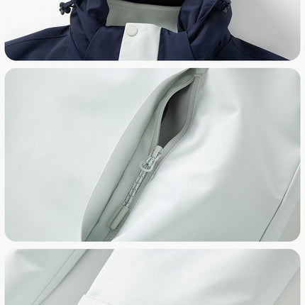 Three-in-one outdoor waterproof jacket with detachable liner for hiking and camping