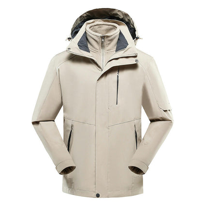 Outdoor Mountaineering Clothing 3-in-1 Jacket 2 Pieces Detachable Windproof and Waterproof