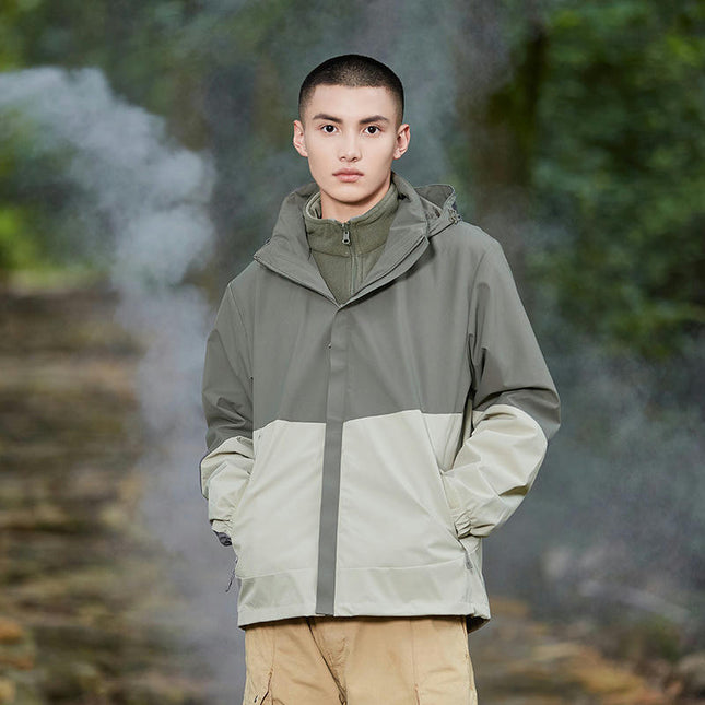 Men's Outdoor Waterproof Warm Women's Jacket Three-in-One Two-piece Set Silver Fox Velvet Liner