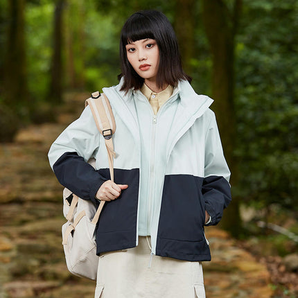 Men's Outdoor Waterproof Warm Women's Jacket Three-in-One Two-piece Set Silver Fox Velvet Liner