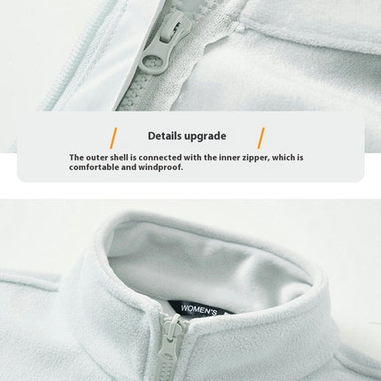Men's Outdoor Waterproof Warm Women's Jacket Three-in-One Two-piece Set Silver Fox Velvet Liner